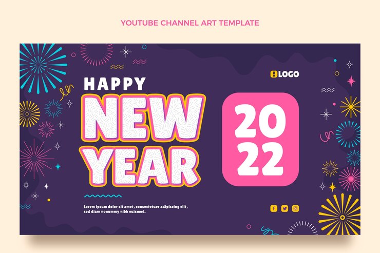 Vector Gratis flat new year youtube channel art
