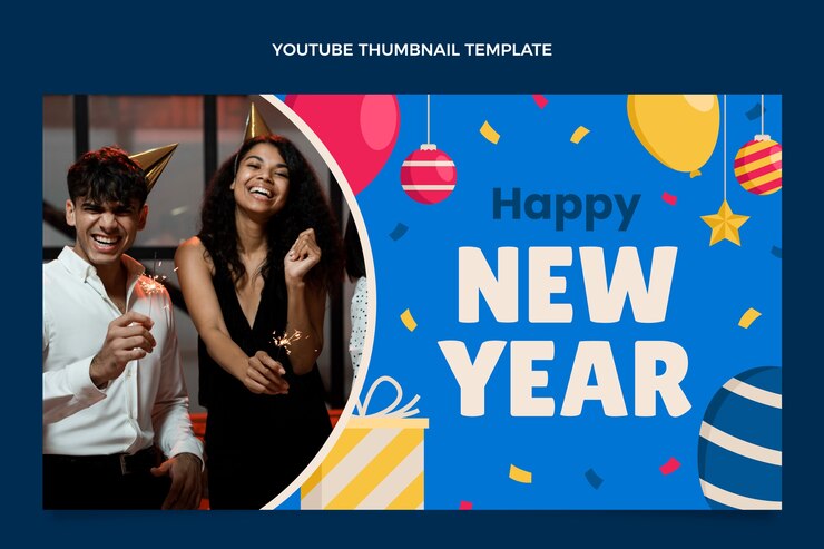 Vector Gratis flat new year youtube thumbnail