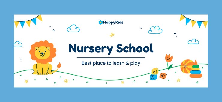 Vector Gratis flat nursery school social media cover template