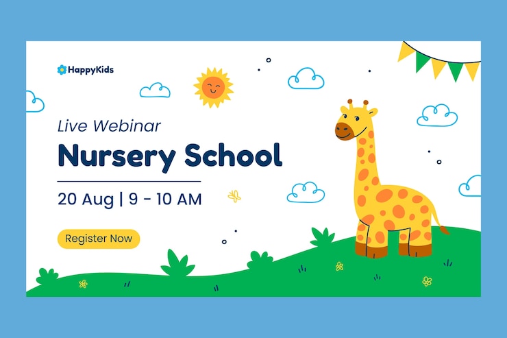 Vector Gratis flat nursery school webinar template