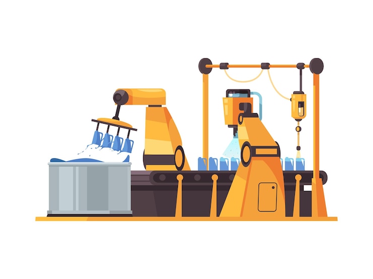 Vector Gratis flat of robotic packing conveyor belt on white