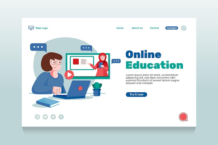 Vector Gratis flat online education landing page
