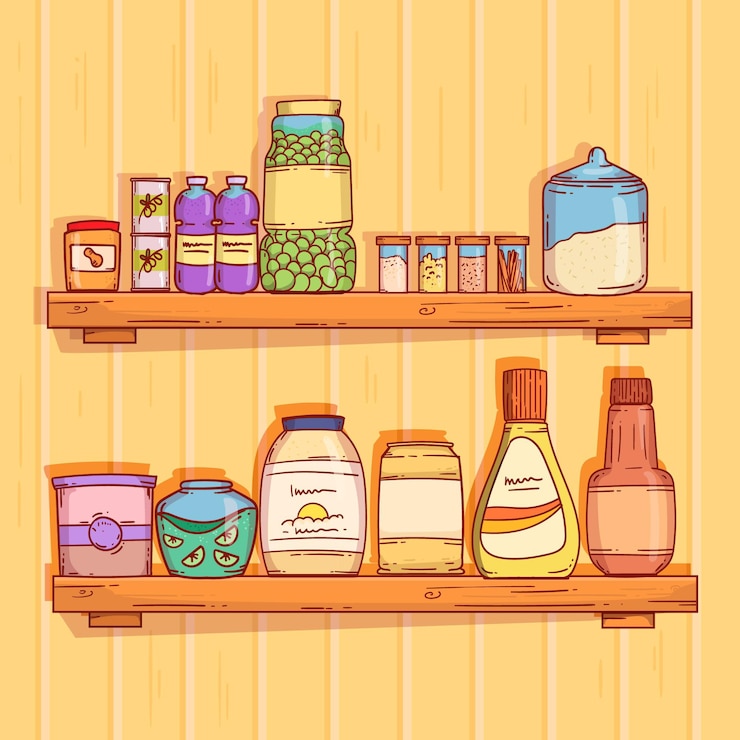 Vector Gratis flat pantry food illustration