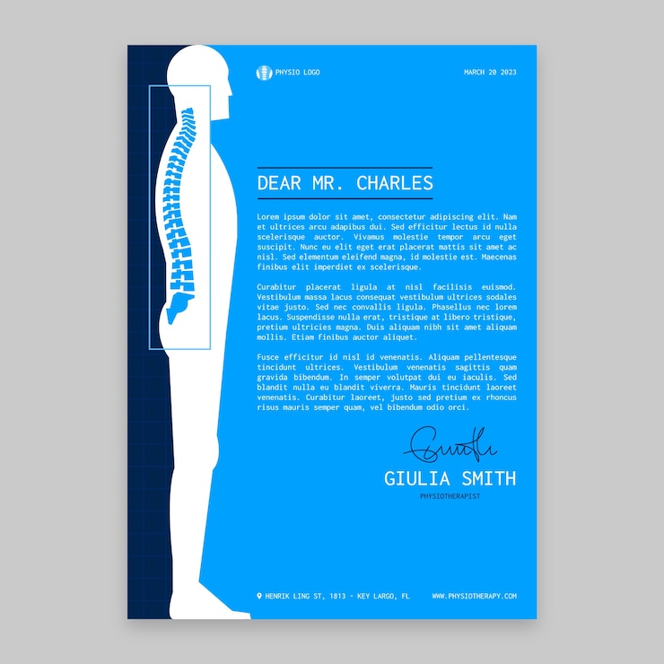 Vector Gratis flat physiotherapist minimal letterhead template