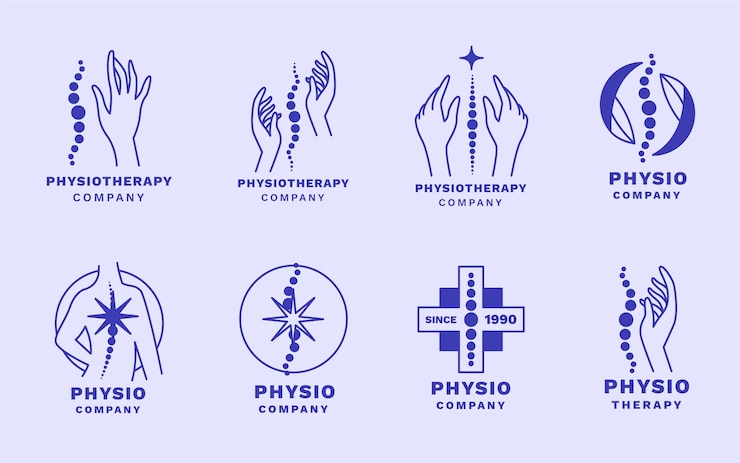 Vector Gratis flat physiotherapy logo template set
