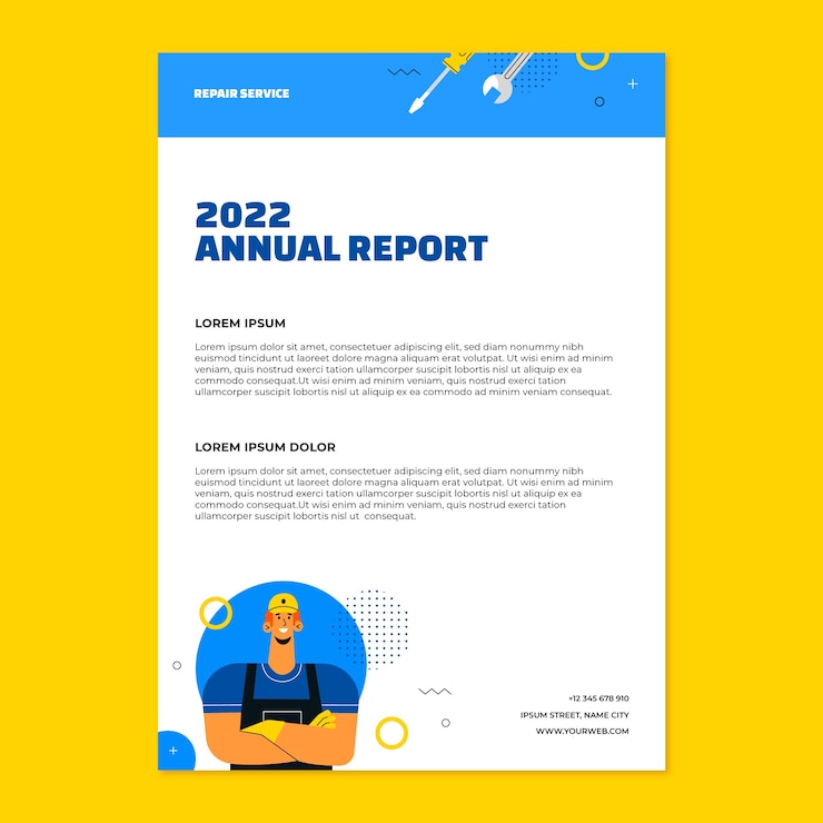 Vector Gratis flat repair shop annual report template