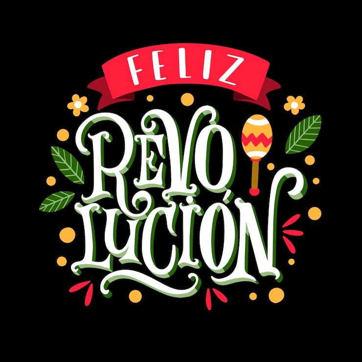 Vector Gratis flat revolucion mexicana text illustration