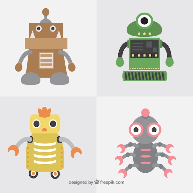 flat robot collection with different poses