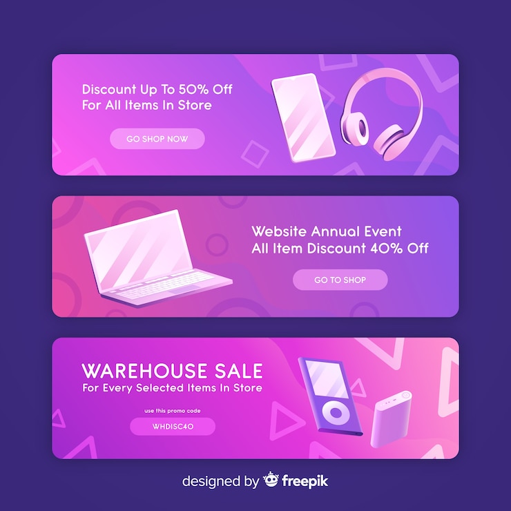 Vector Gratis flat sale banner with realistic objects