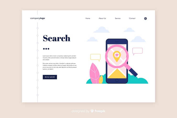 Vector Gratis flat search landing page template