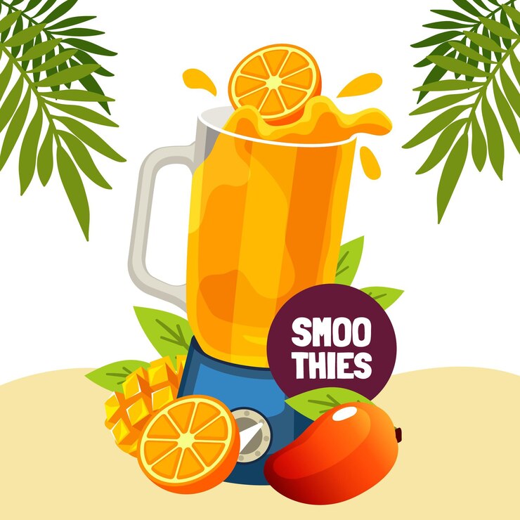 Vector Gratis flat smoothies in blender glass illustration
