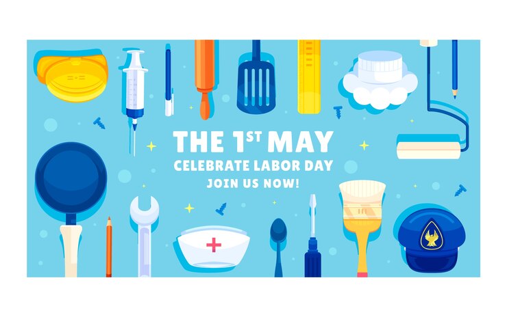 Vector Gratis flat social media promo template for labor day celebration