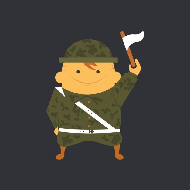 Vector Gratis flat soldier with white flag