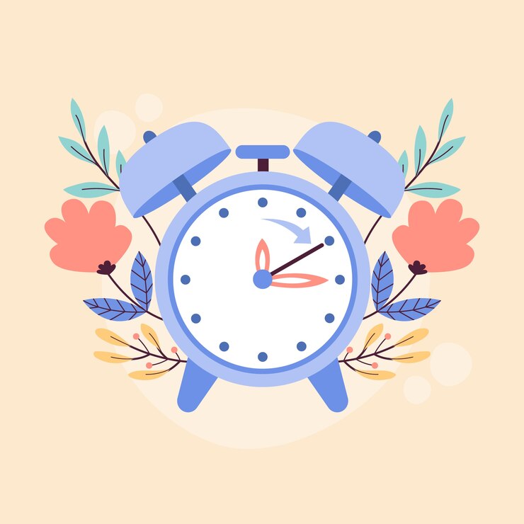 Vector Gratis flat spring forward illustration with clock