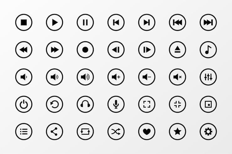 Vector Gratis flat style audio player control button symbol