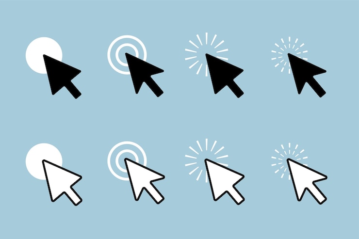 Vector Gratis flat style mouse pointer sign design in set