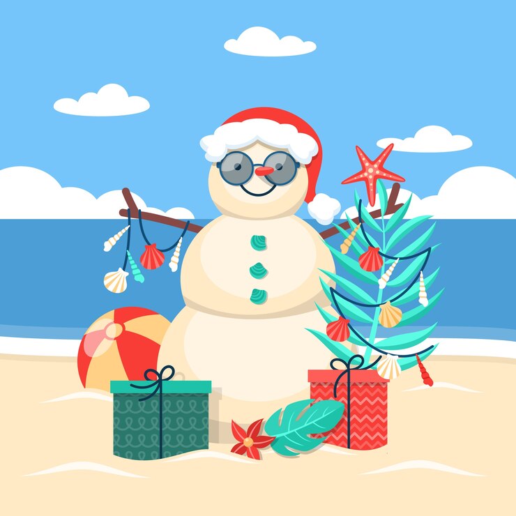 Vector Gratis flat summer christmas illustration