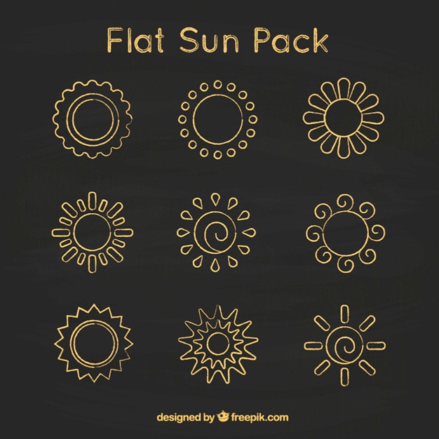 Vector Gratis flat suns on blackboard