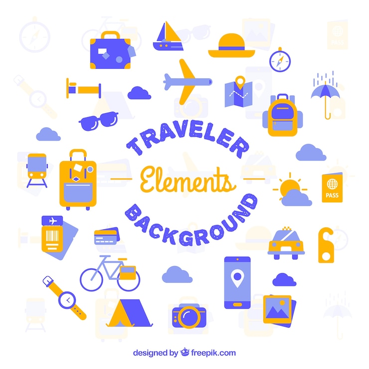 Vector Gratis flat travel elements background