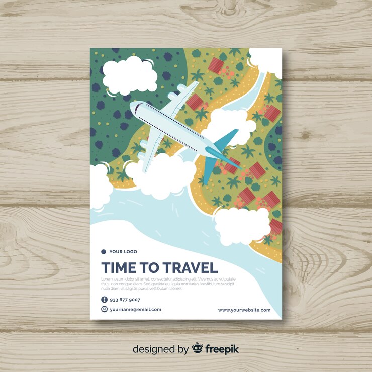 Vector Gratis flat travel flyer template