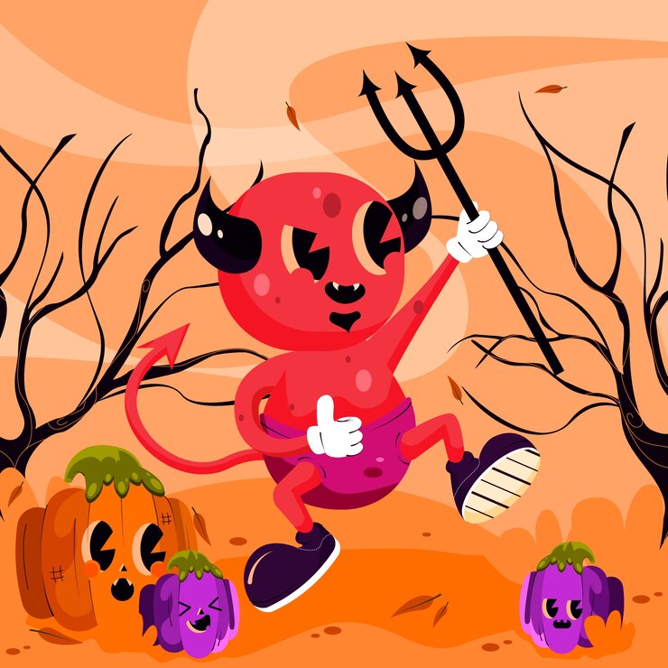 Vector Gratis flat vintage cartoon illustration for halloween season