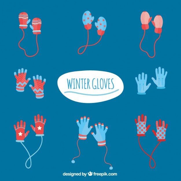 Vector Gratis flat winter gloves collection