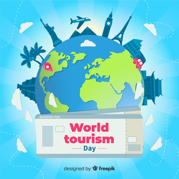 Vector Gratis flat world tourism day with tickets