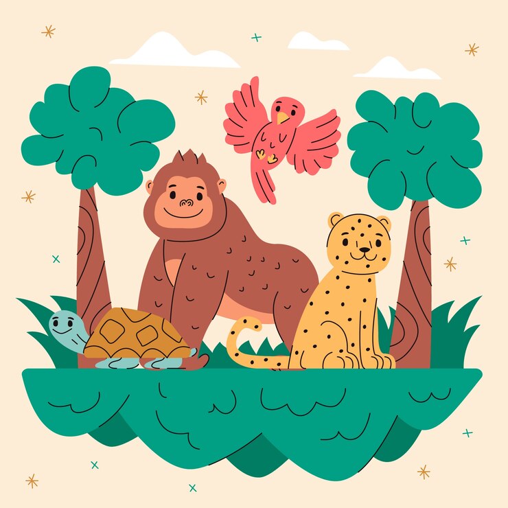 Vector Gratis flat world wildlife day illustration with animals