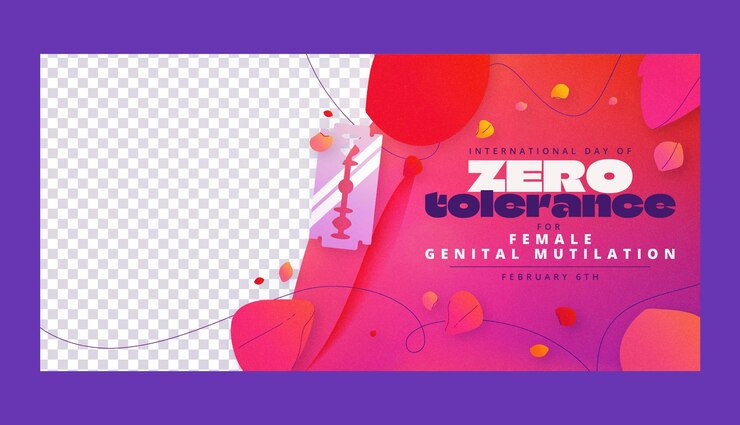 Vector Gratis flat zero tolerance for female genital mutilation horizontal banner template