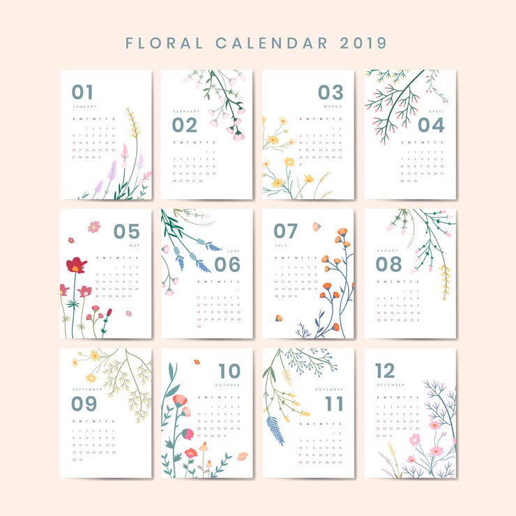 Vector Gratis floral calendar mockup