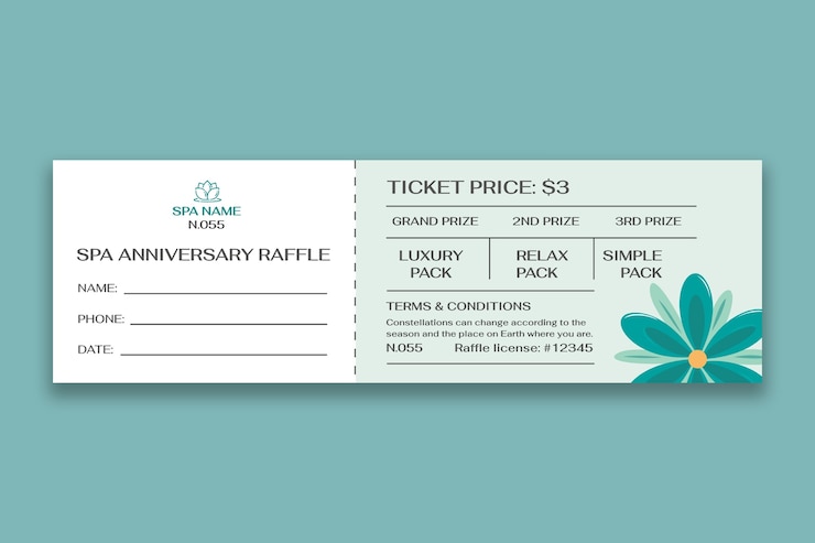 Vector Gratis floral hand-drawn spa raffle ticket