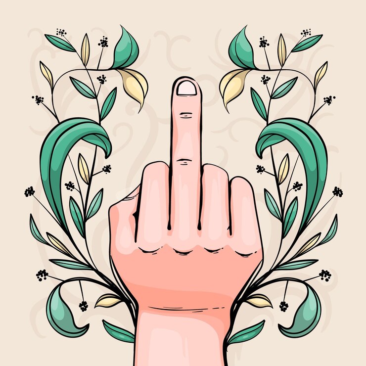 Vector Gratis floral middle finger fuck you symbol