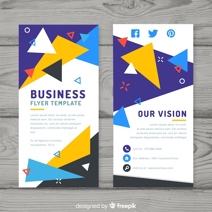 Vector Gratis flyer bisnis modern dengan desain geometris