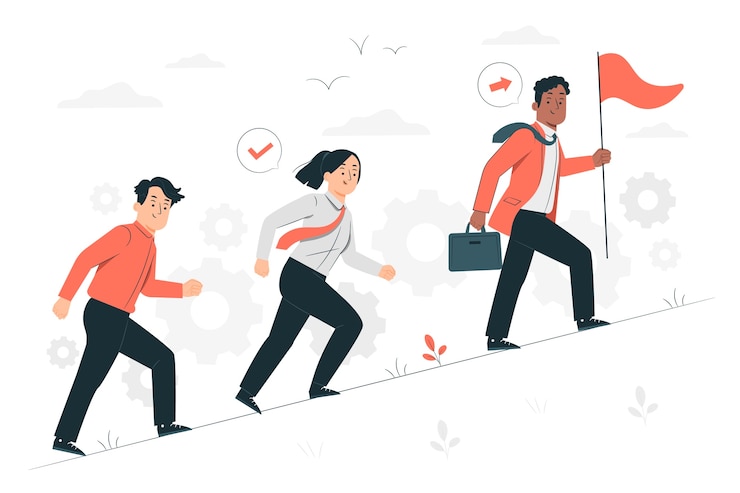 Vector Gratis follow the leader concept illustration