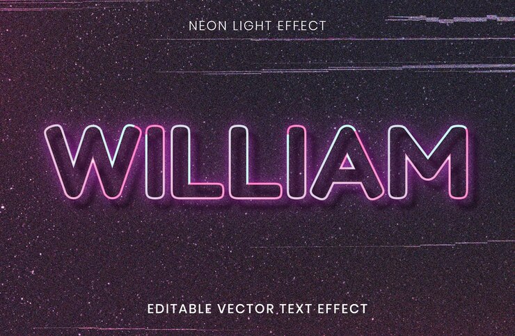 Vector Gratis font nama william, efek teks vektor yang dapat diedit
