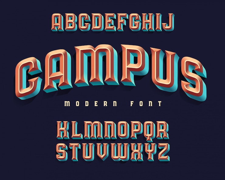 Vector Gratis font set with bold extruded effect