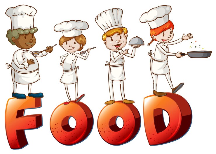 Vector Gratis food artwork with chefs