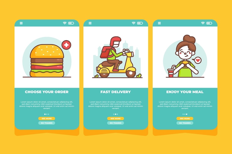 Vector Gratis food delivery - onboarding screens