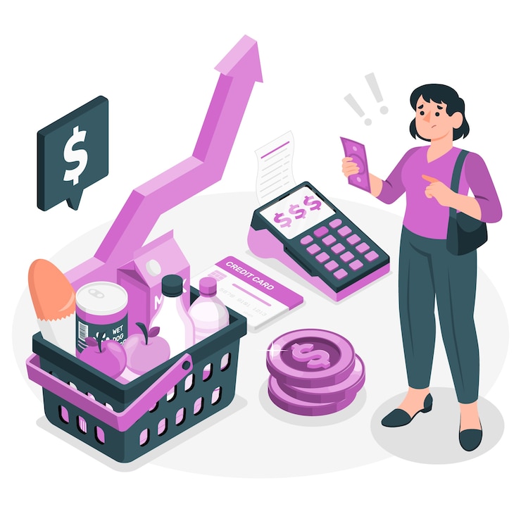 Vector Gratis food prices rise concept illustration