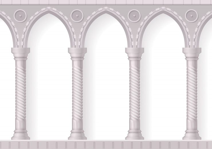 Vector Gratis four antique white columns realistic 3d composition with ribbing on white