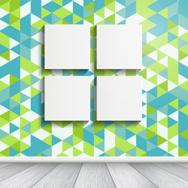 Vector Gratis four blank canvases on a retro wallpaper