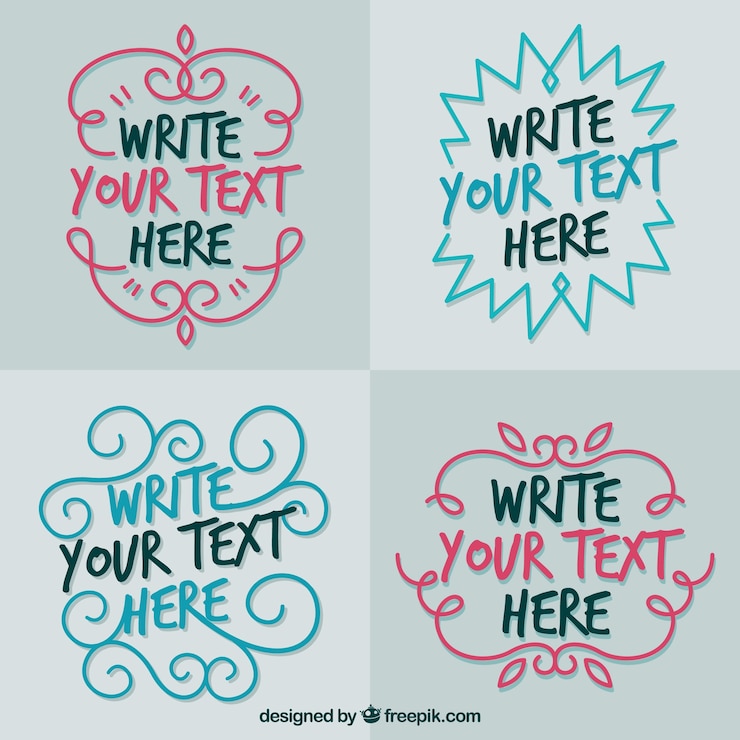 Vector Gratis four ornamental hand drawn templates for text