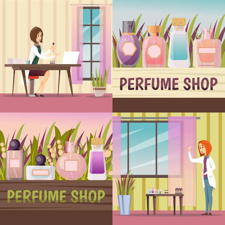 Vector Gratis four perfume shop icon set