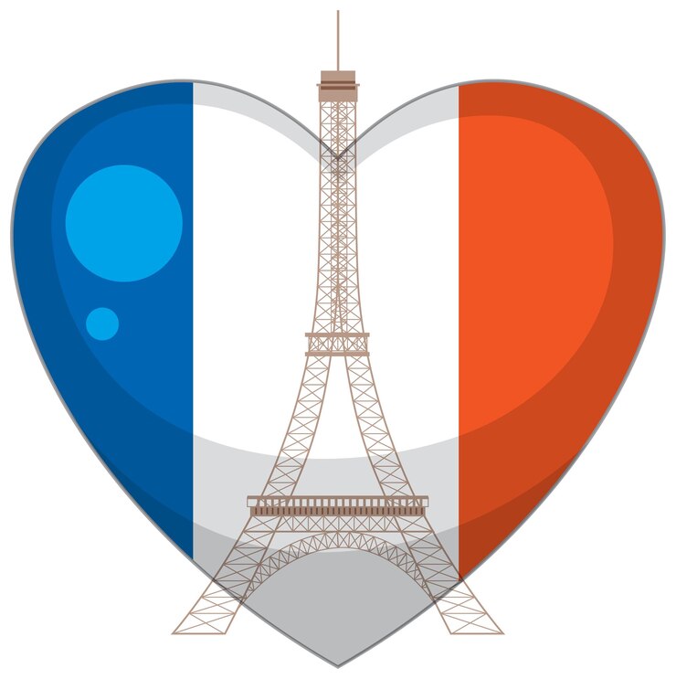 Vector Gratis france heart flag icon with eiffel tower paris landmark