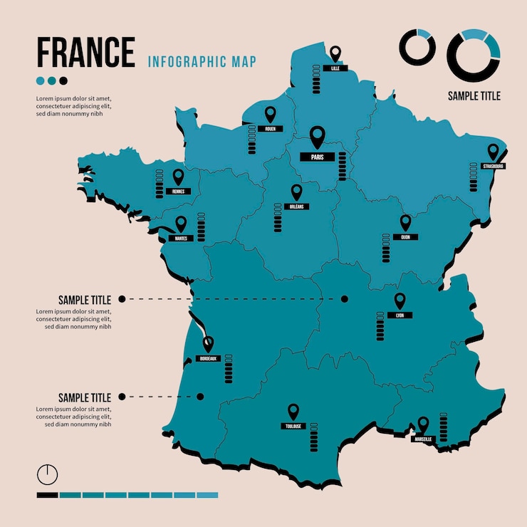 Vector Gratis france map infographic in flat design
