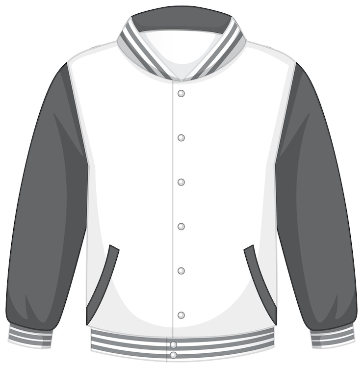 Vector Gratis front of basic white grey bomber jacket isolated