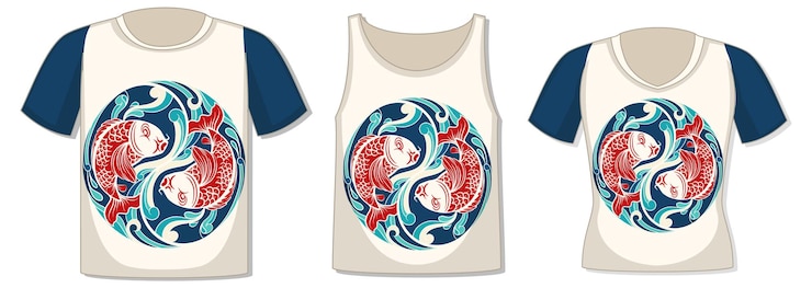 Vector Gratis front of t-shirt with koi carp template