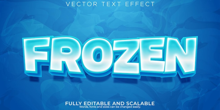 Vector Gratis frozen ice text effect editable cold and snow text style