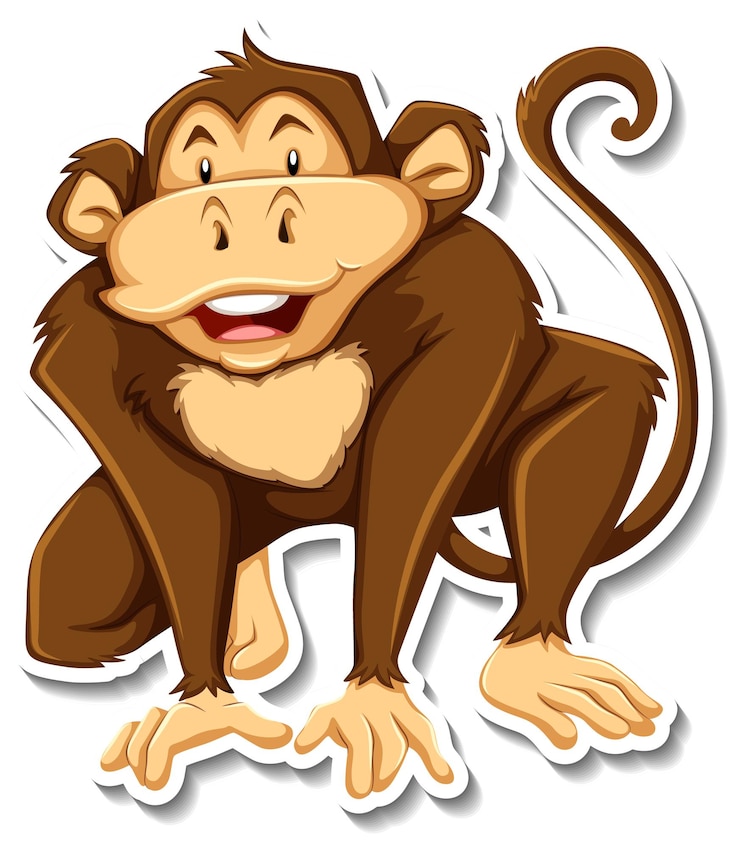 Vector Gratis funny monkey animal cartoon sticker