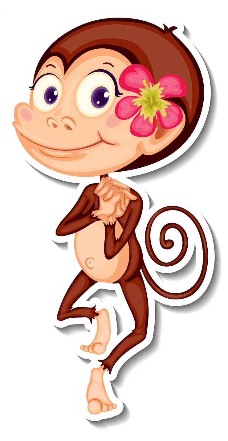 Vector Gratis funny monkey cartoon character sticker